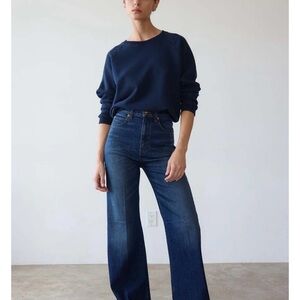 Jaime Haller The Crease Jean in Distressed Dark High-Rise Wide Leg Jeans